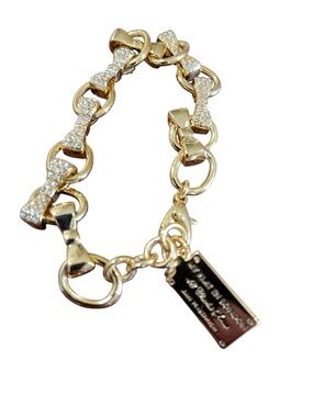 Brighton My Flat in London Gold-Tone Crystal Bow Bracelet Rare Vintage